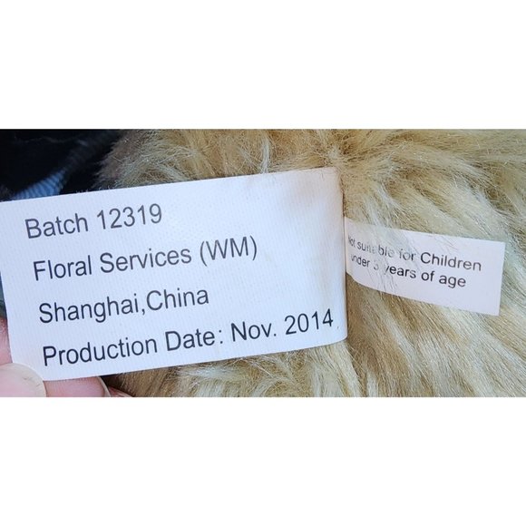 Debi Lilly Floral Services Vase Holding Bear Plush in Black Dress w Rhinestones - Picture 7 of 7